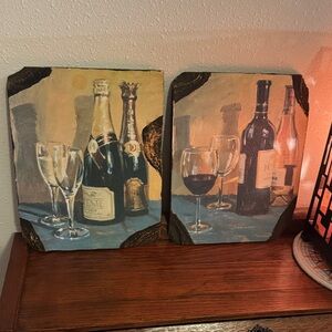 Set of 2 Wood Wine Wall Hanging Art